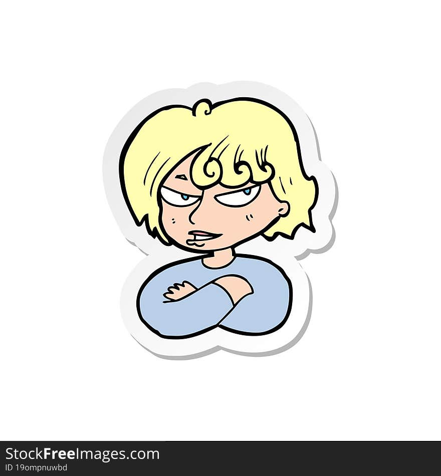 sticker of a cartoon mean woman