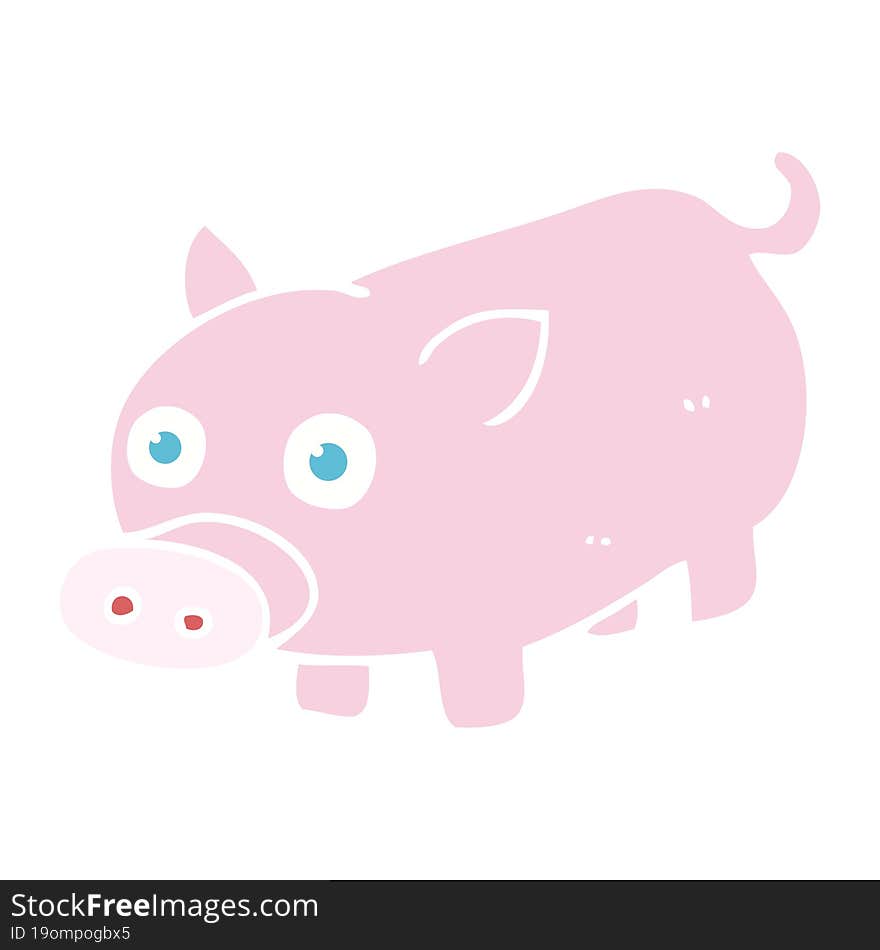 flat color illustration of a cartoon piglet