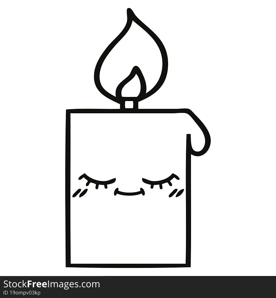 line drawing cartoon of a lit candle