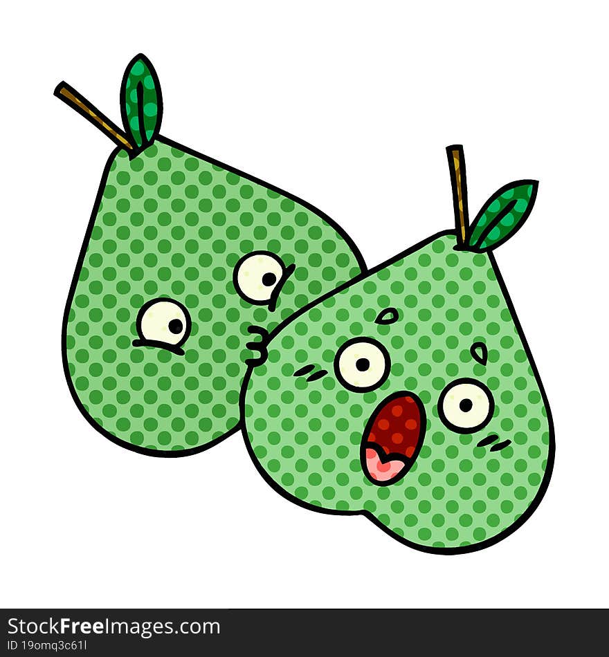 comic book style cartoon green pear