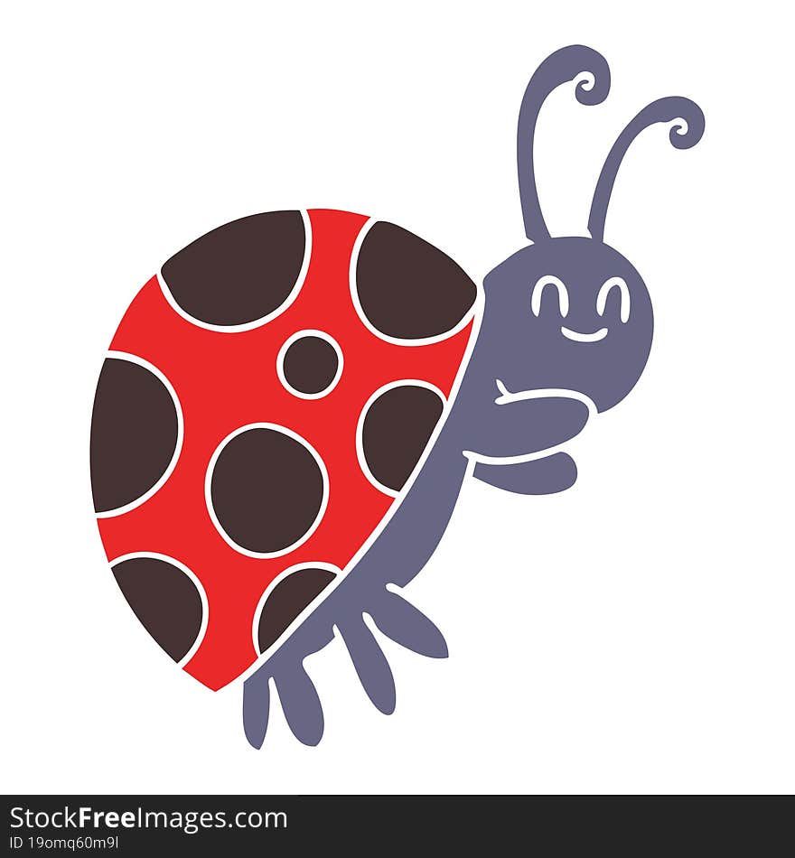 cute flat color style cartoon ladybug