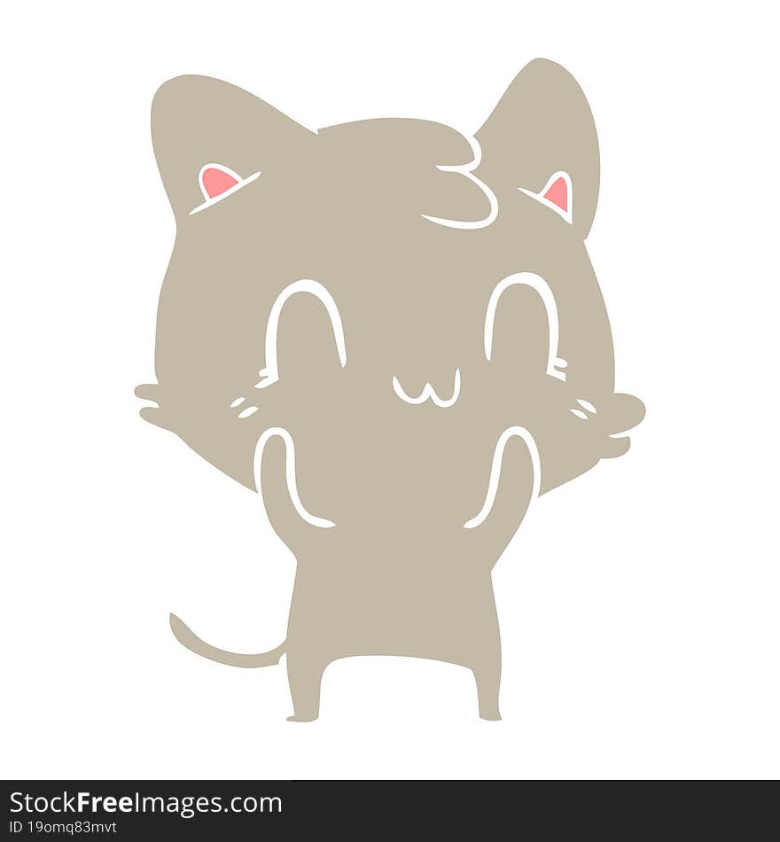 flat color style cartoon happy cat