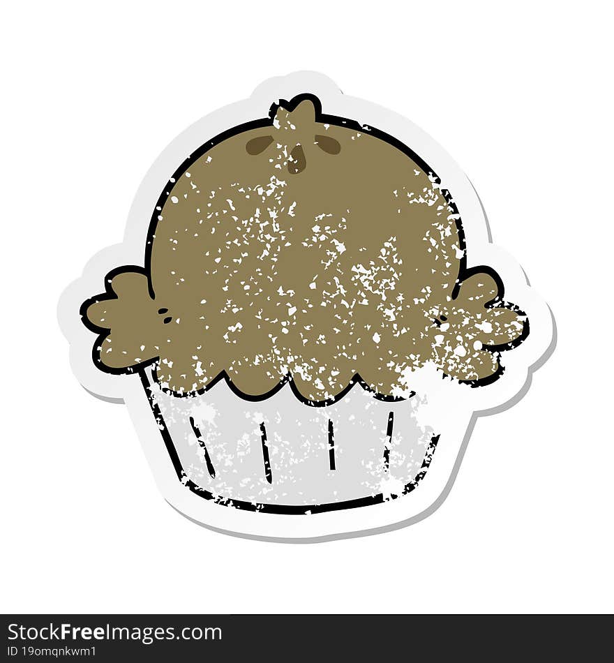 distressed sticker of a cute cartoon pie