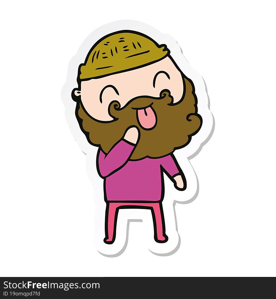 sticker of a man with beard sticking out tongue