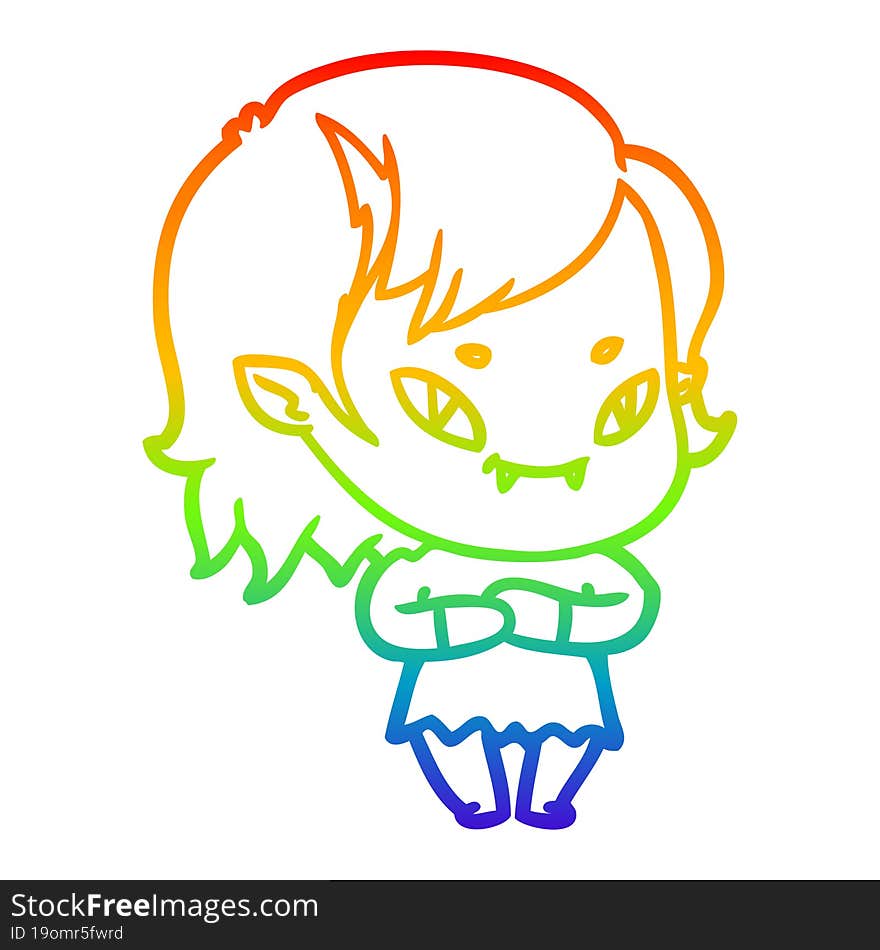 rainbow gradient line drawing cartoon friendly vampire girl