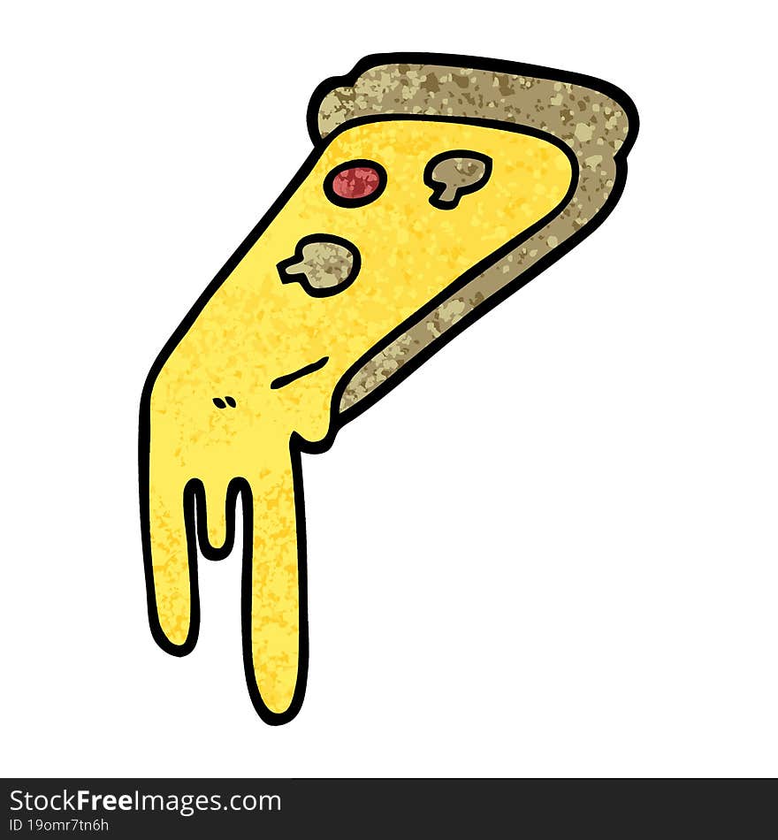 grunge textured illustration cartoon pizza slice