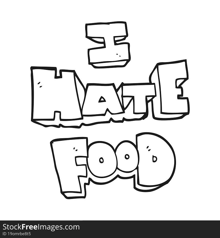 black and white cartoon i hate food symbol