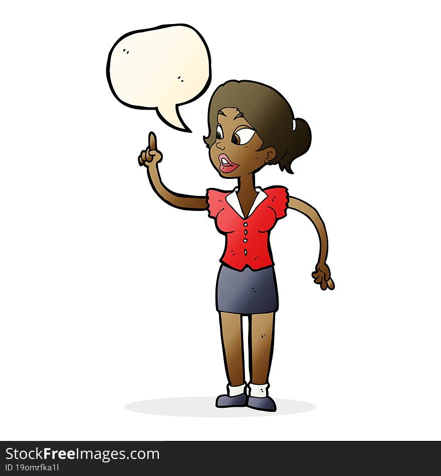 cartoon woman with great idea with speech bubble