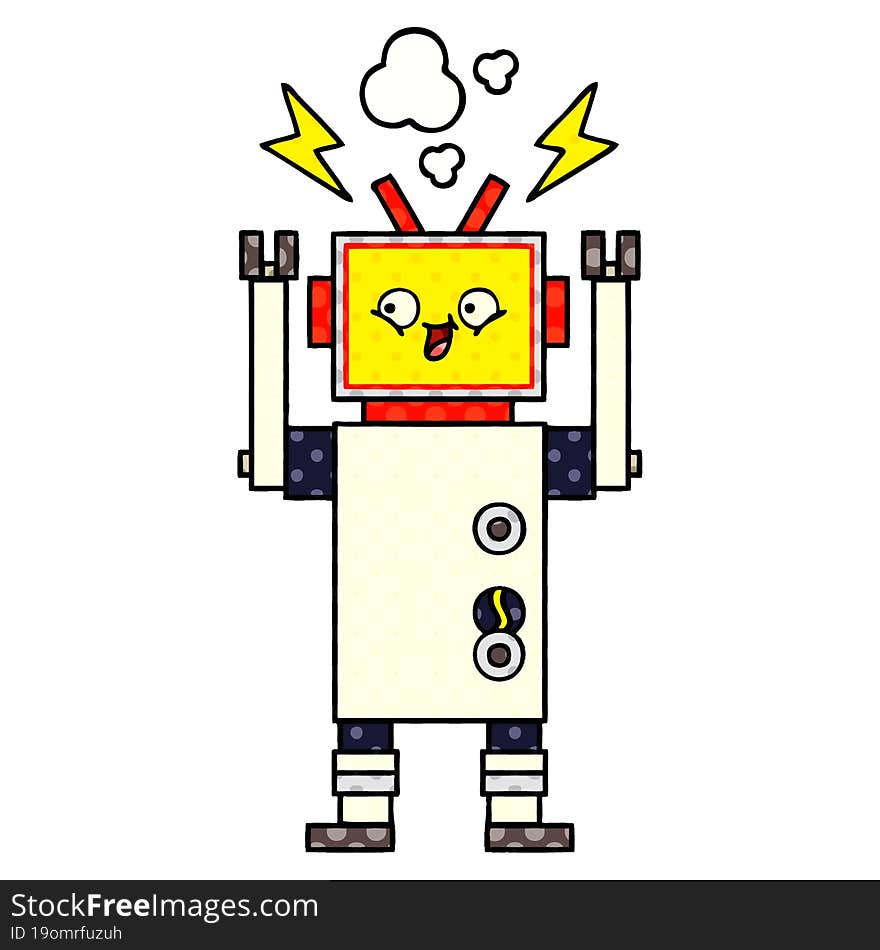 comic book style cartoon of a dancing robot