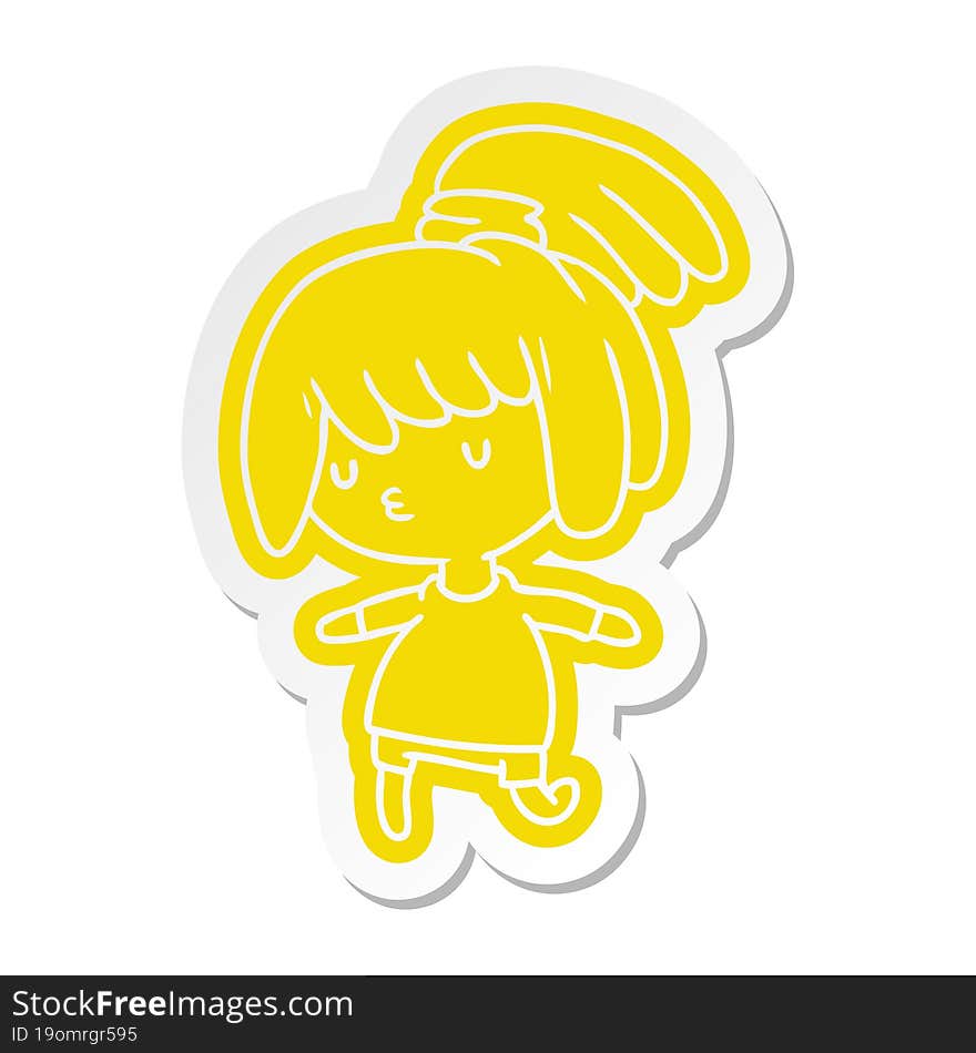 cartoon sticker of a cute kawaii girl