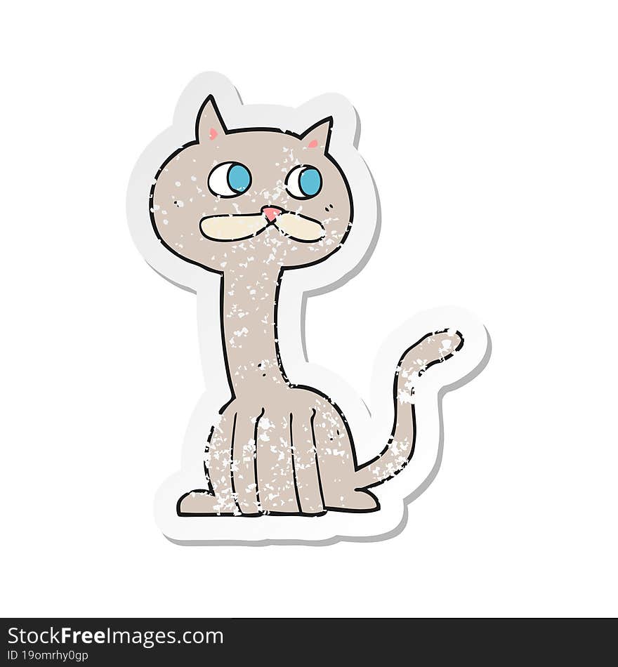 retro distressed sticker of a cartoon cat