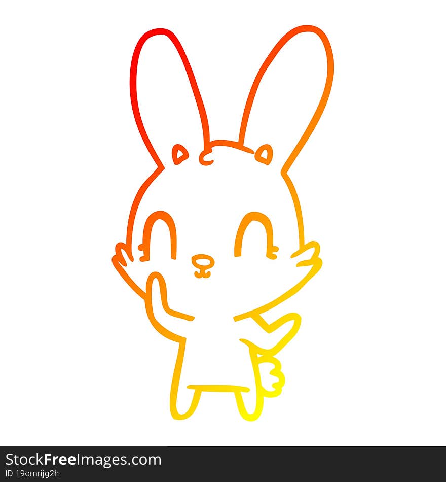 Warm Gradient Line Drawing Cute Cartoon Rabbit