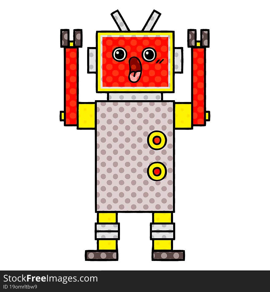 Comic Book Style Cartoon Robot