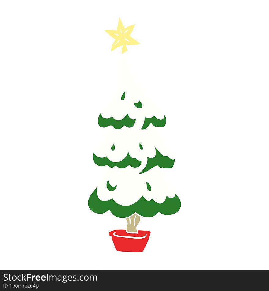 cartoon doodle snowy christmas tree