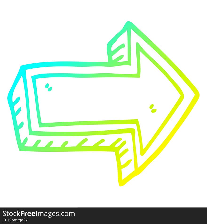 cold gradient line drawing cartoon arrow