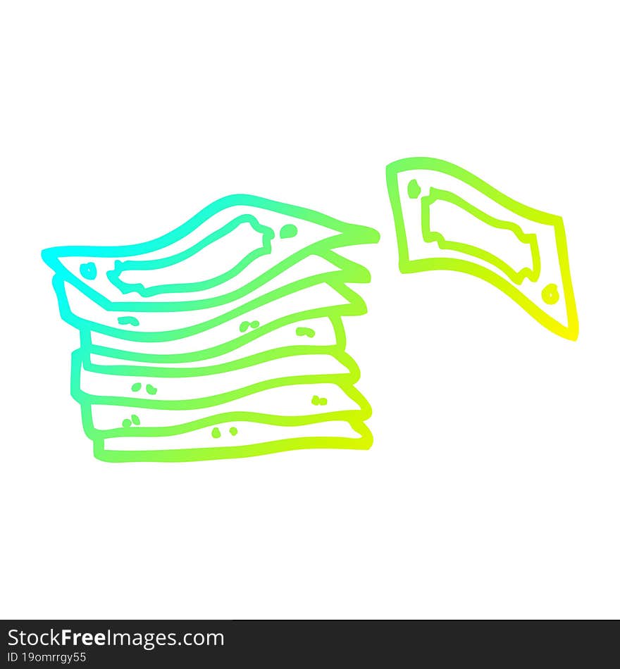 cold gradient line drawing cartoon stack of money