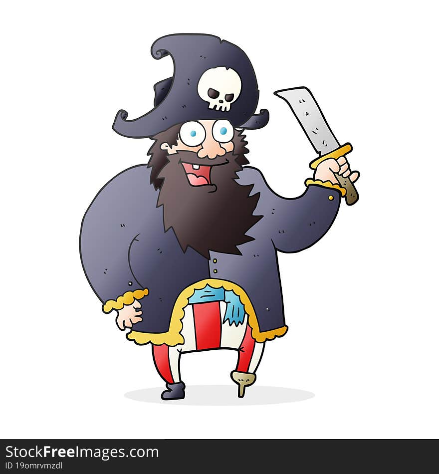 freehand drawn cartoon pirate captain