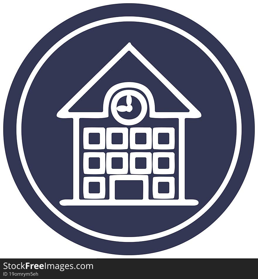 school house circular icon symbol