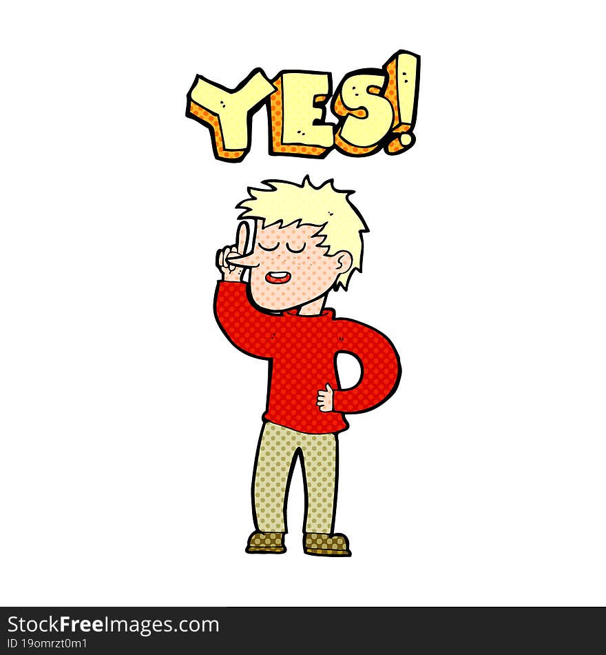 cartoon man saying yes