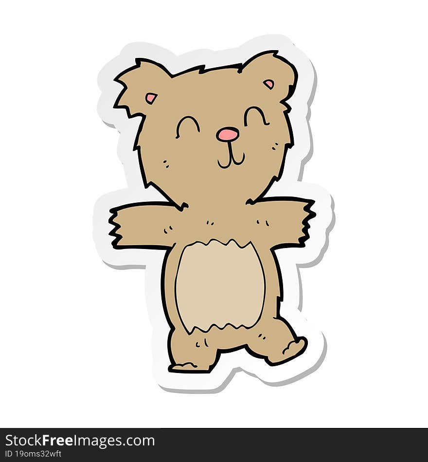 Sticker Of A Cartoon Cute Teddy Bear