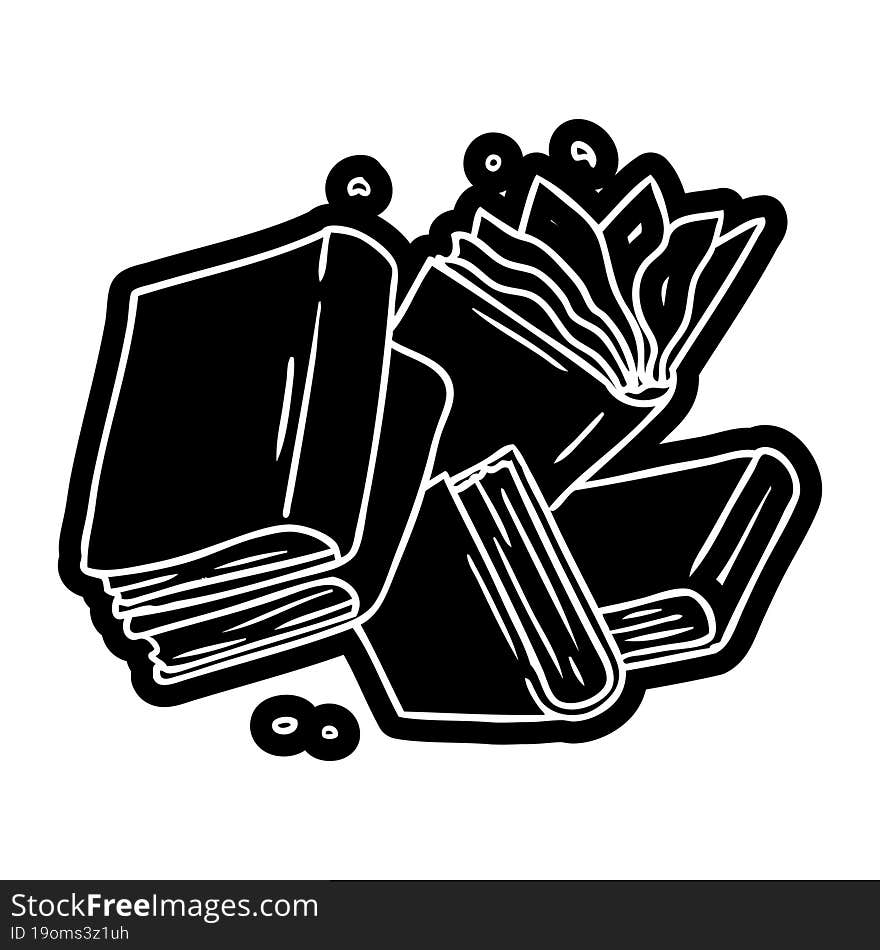 Cartoon Icon Drawing Of A Collection Of Books