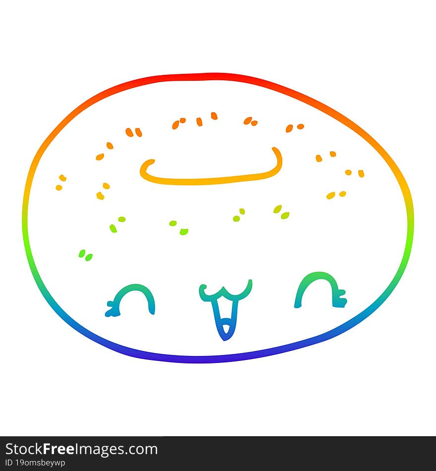 rainbow gradient line drawing cute cartoon donut