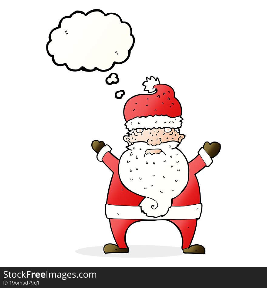 Cartoon Ugly Santa Claus With Thought Bubble