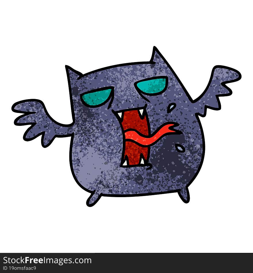 Textured Cartoon Of Cute Scary Kawaii Bat