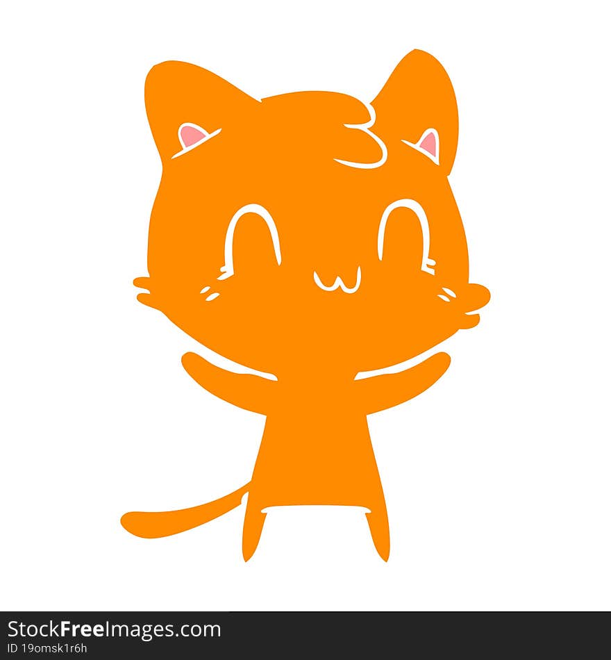 flat color style cartoon happy cat