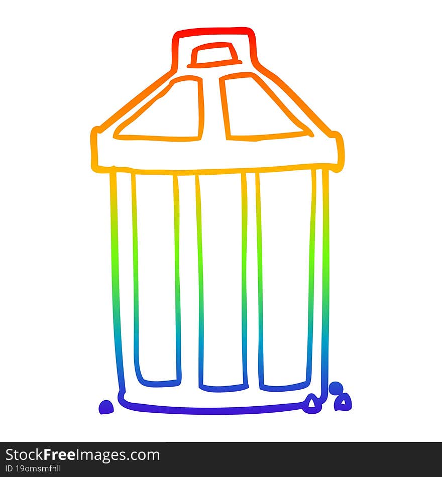 rainbow gradient line drawing old metal garbage can