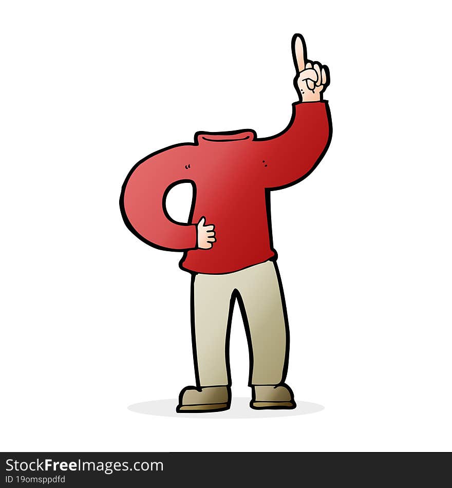 cartoon headless body with raised hand