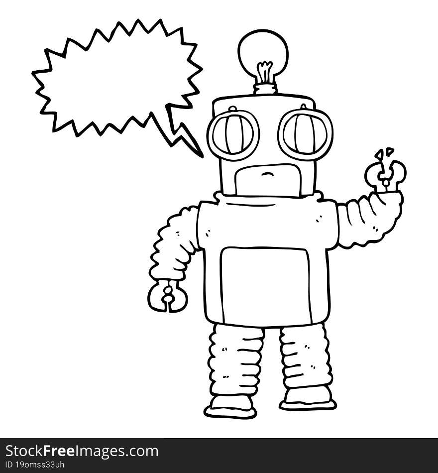 Speech Bubble Cartoon Robot