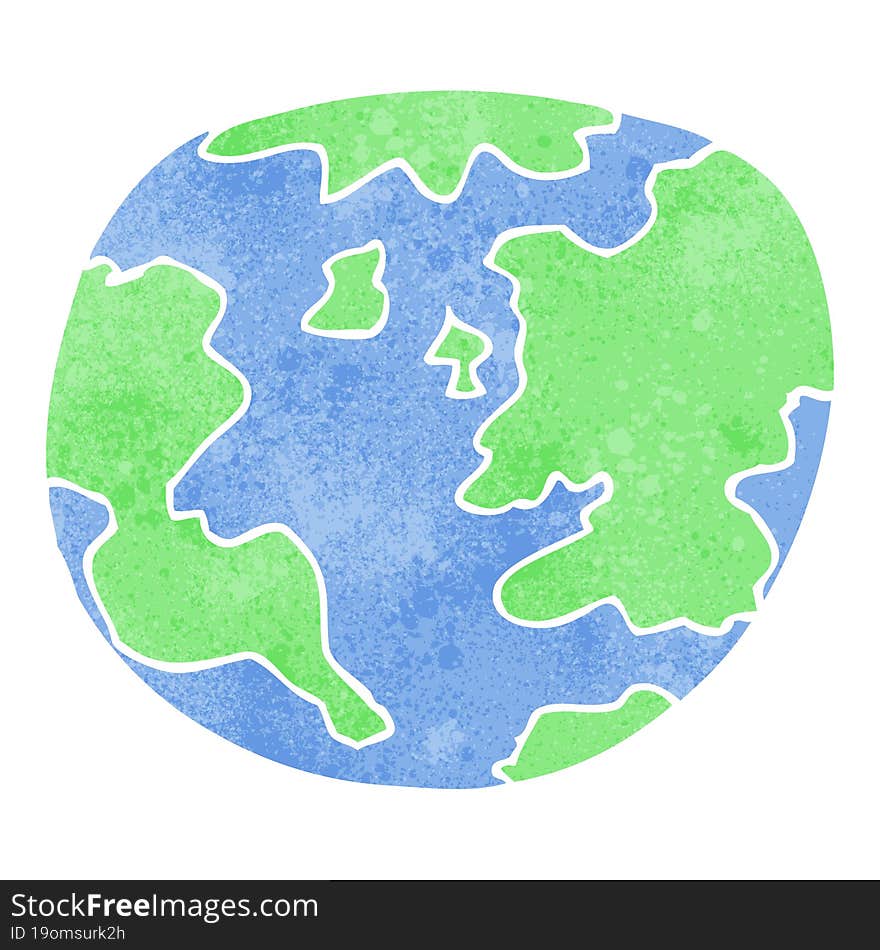 freehand retro cartoon planet earth