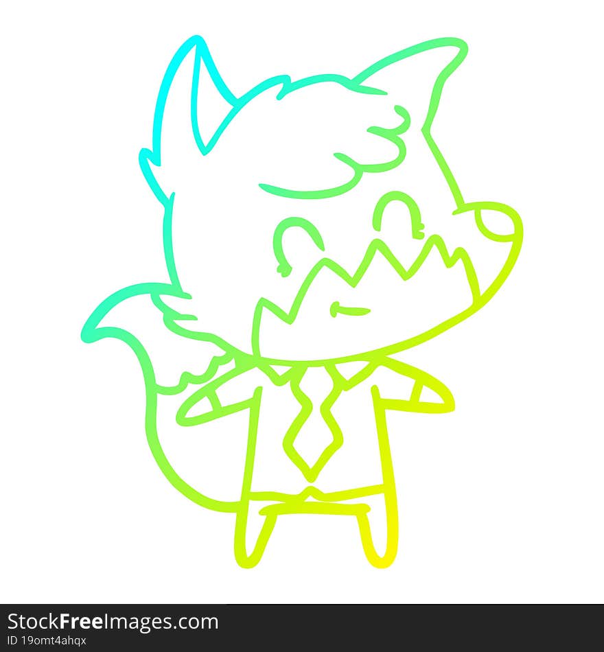 cold gradient line drawing cartoon happy fox