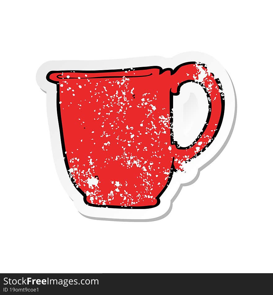 retro distressed sticker of a cartoon mug