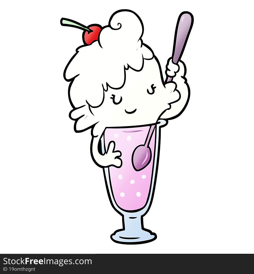 cartoon ice cream soda girl. cartoon ice cream soda girl