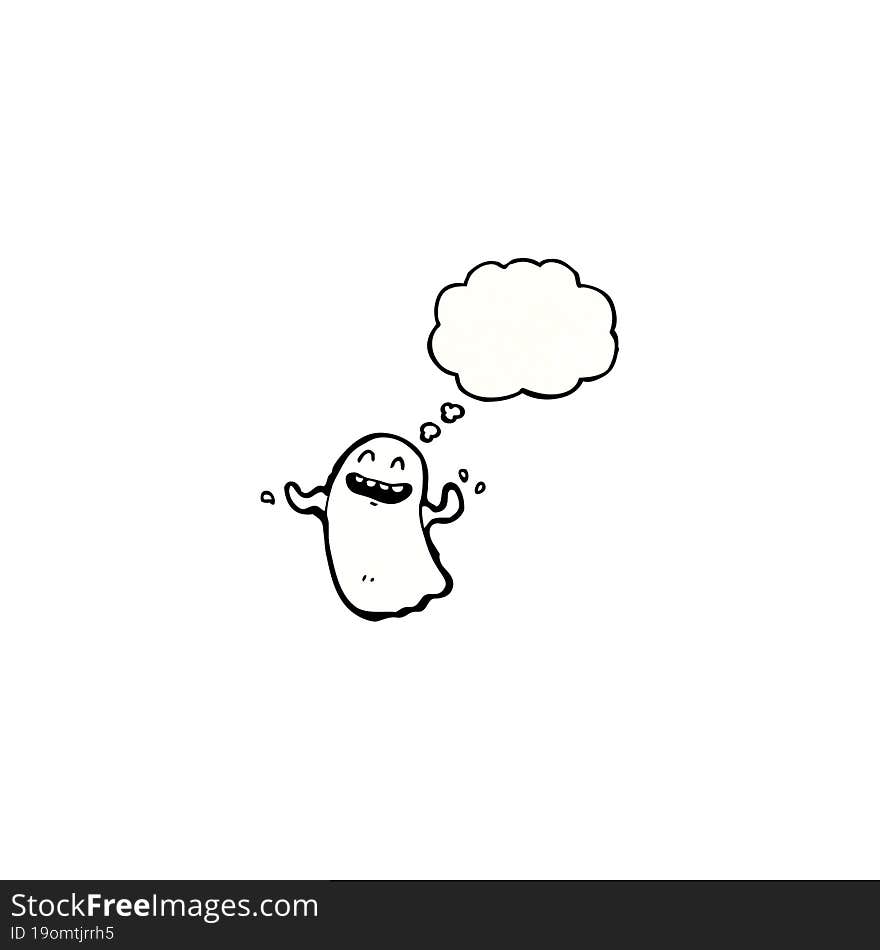 dancing ghost with thought bubble cartoon