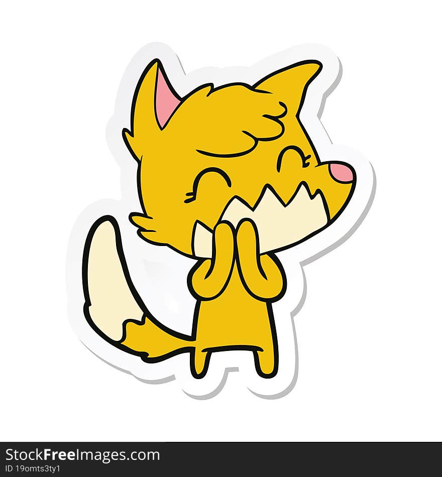 sticker of a happy cartoon fox