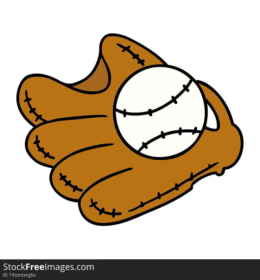 Cartoon Doodle Of A Baseball And Glove