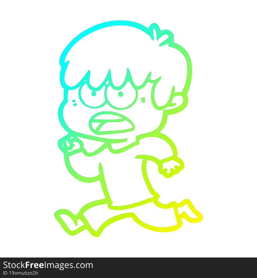 cold gradient line drawing worried cartoon boy