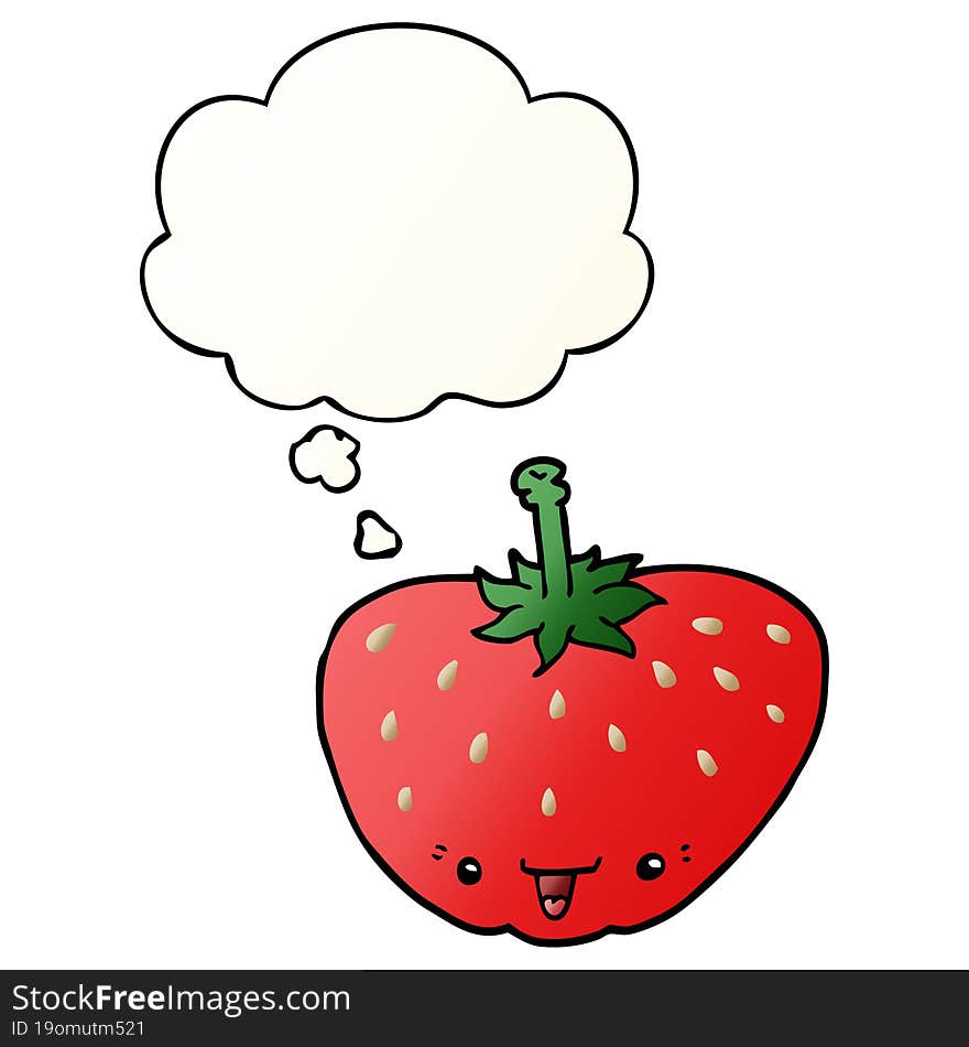 cartoon strawberry and thought bubble in smooth gradient style