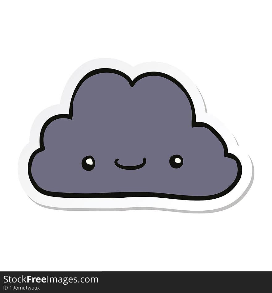 Sticker Of A Cute Cartoon Cloud