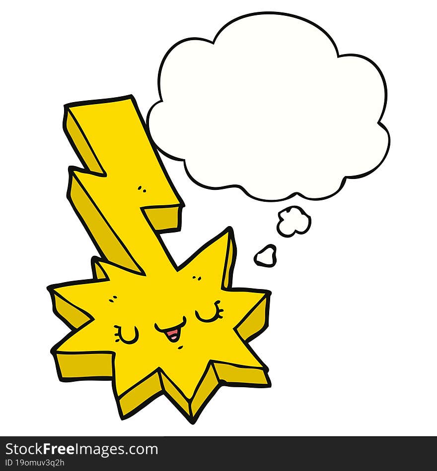 cartoon lightning strike and thought bubble