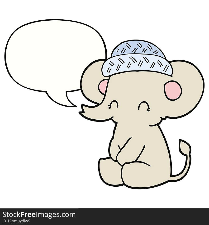 cartoon cute elephant and speech bubble