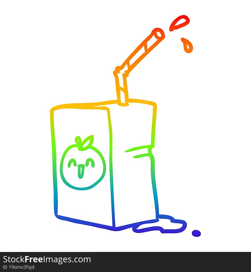 Rainbow Gradient Line Drawing Apple Juice Box