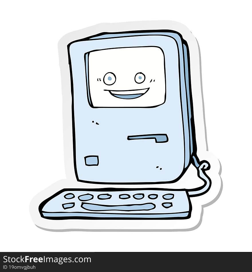 sticker of a cartoon old computer