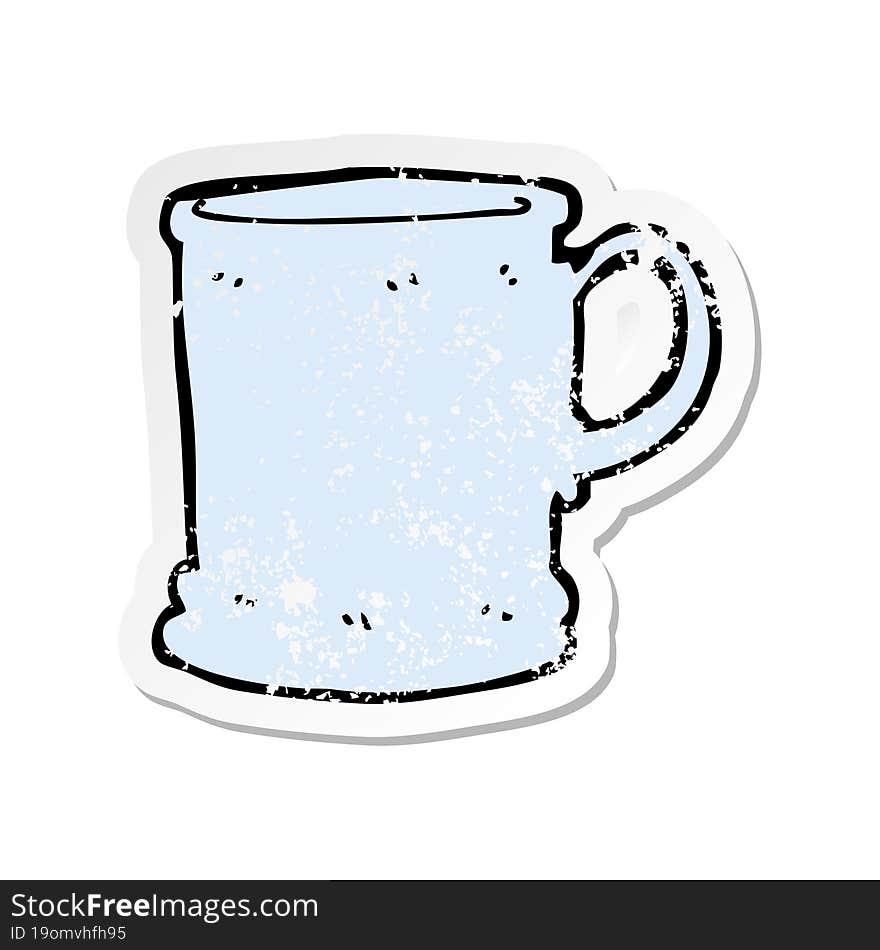 retro distressed sticker of a cartoon mug