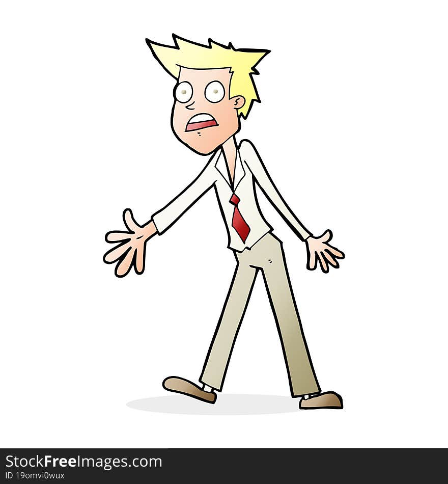 cartoon stressed man