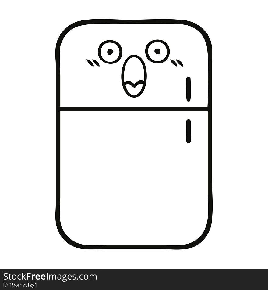 line drawing cartoon fridge freezer