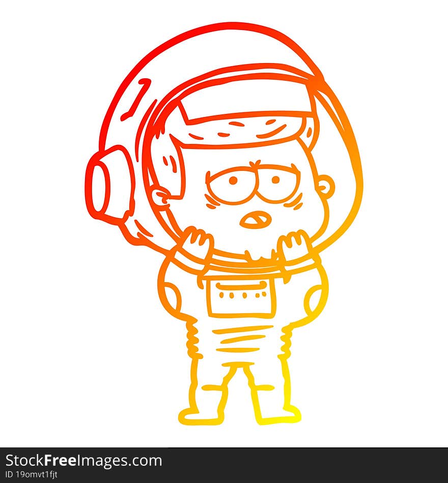 warm gradient line drawing cartoon tired astronaut